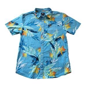 O'Neill Button Down short sleeve Shirt, Blue, size Large Modern fit, Cotton